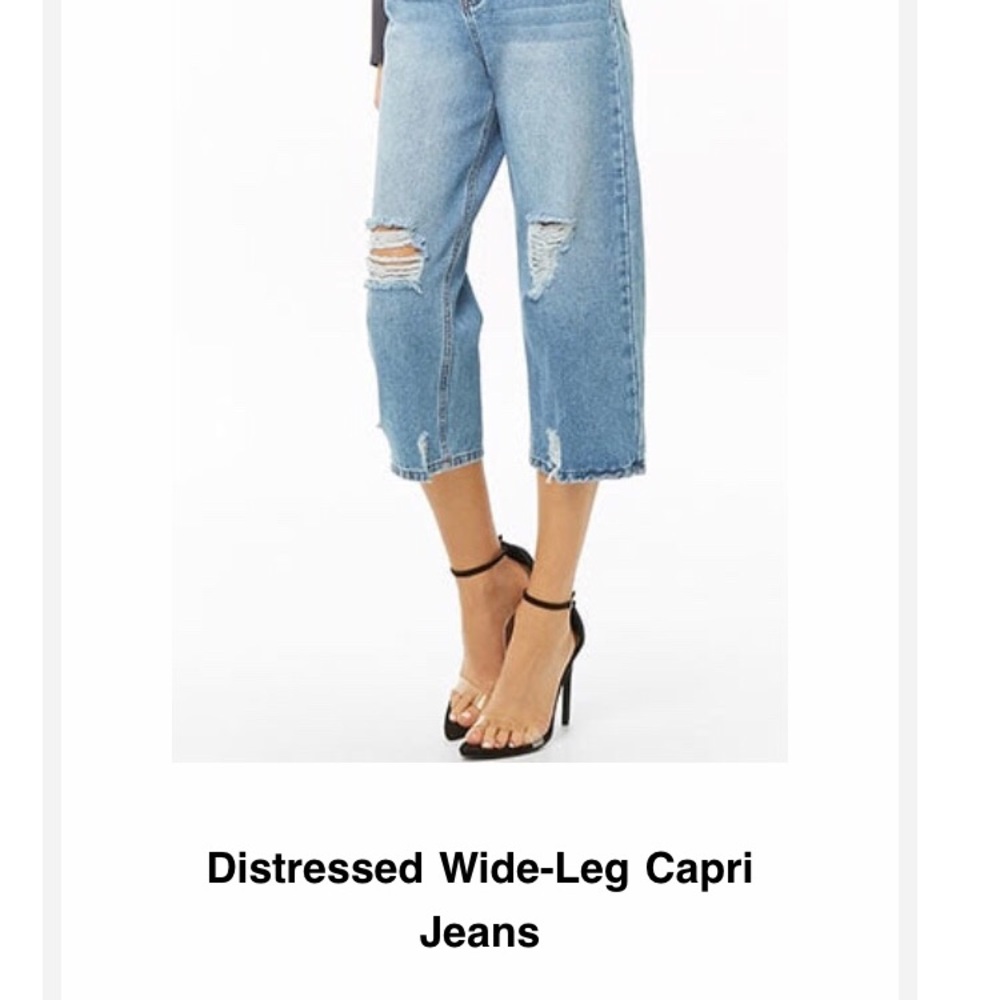 Distressed wide leg pants